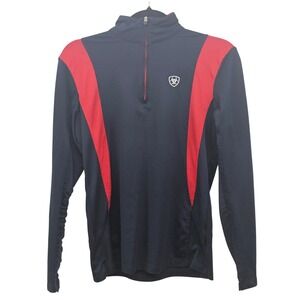 Ariat Womens AriatTEK Heat Series Quarter Zip Performance Top Navy Red Small